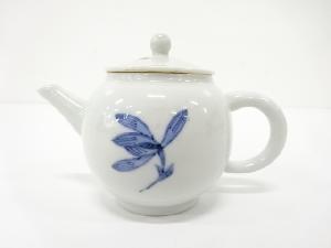 平安春峰造　染付　花　急須